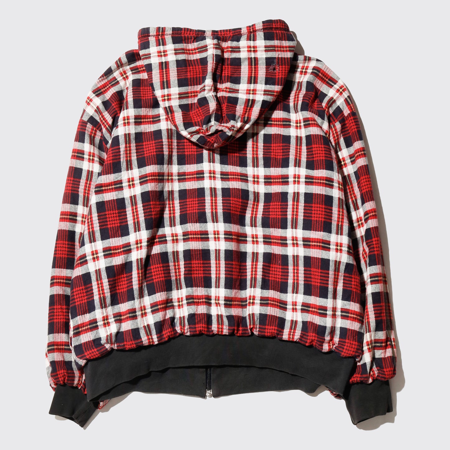 vintage reversible check hoodie, with copper badge