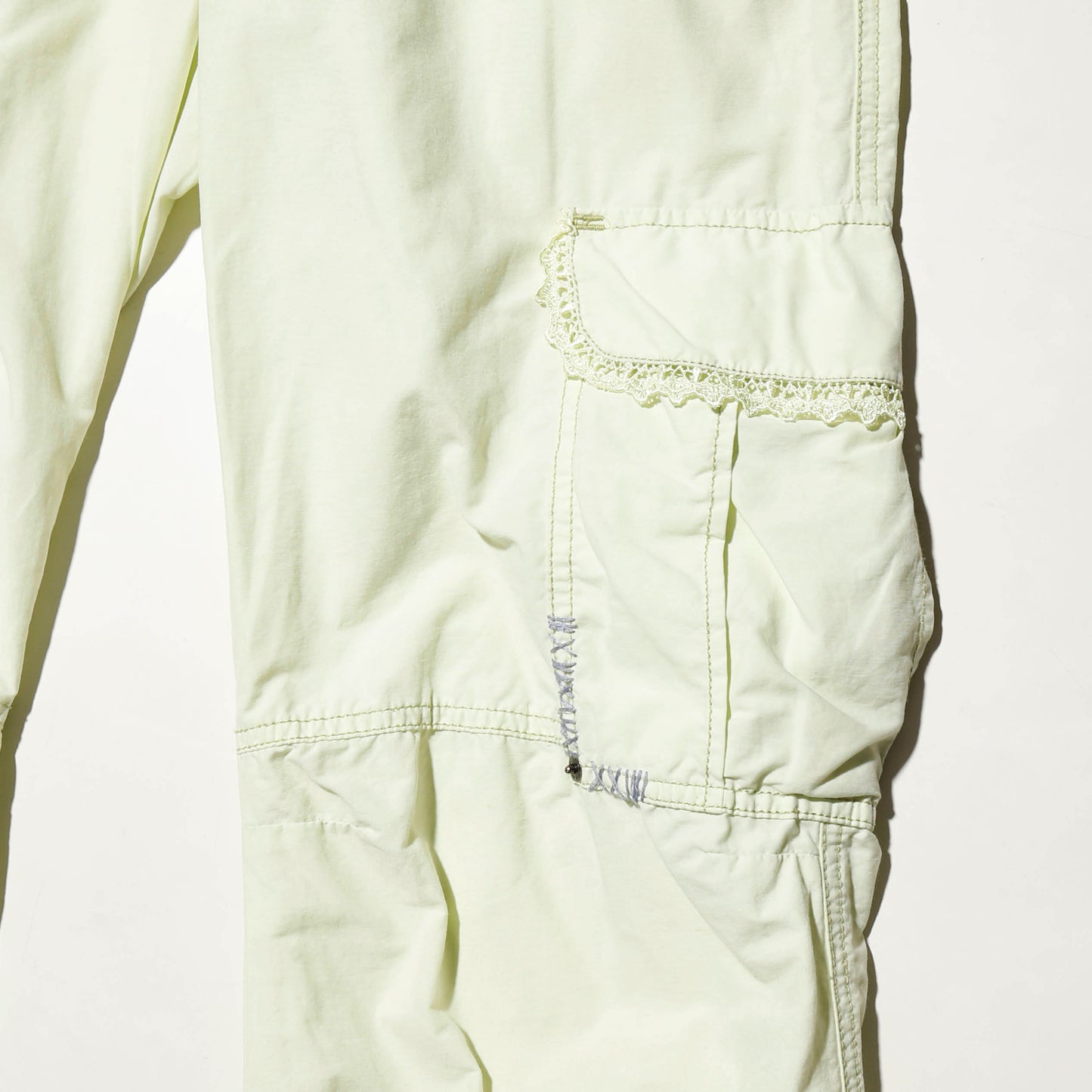vintage low rise lace trim cargo nylon trousers
