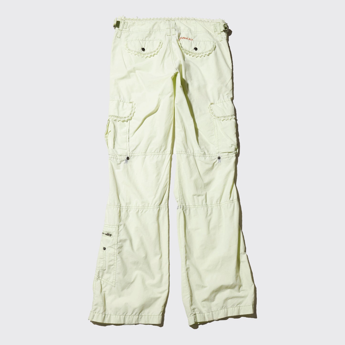 vintage low rise lace trim cargo nylon trousers