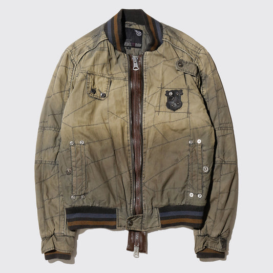 vintage repaired bomber jacket, with boa liner