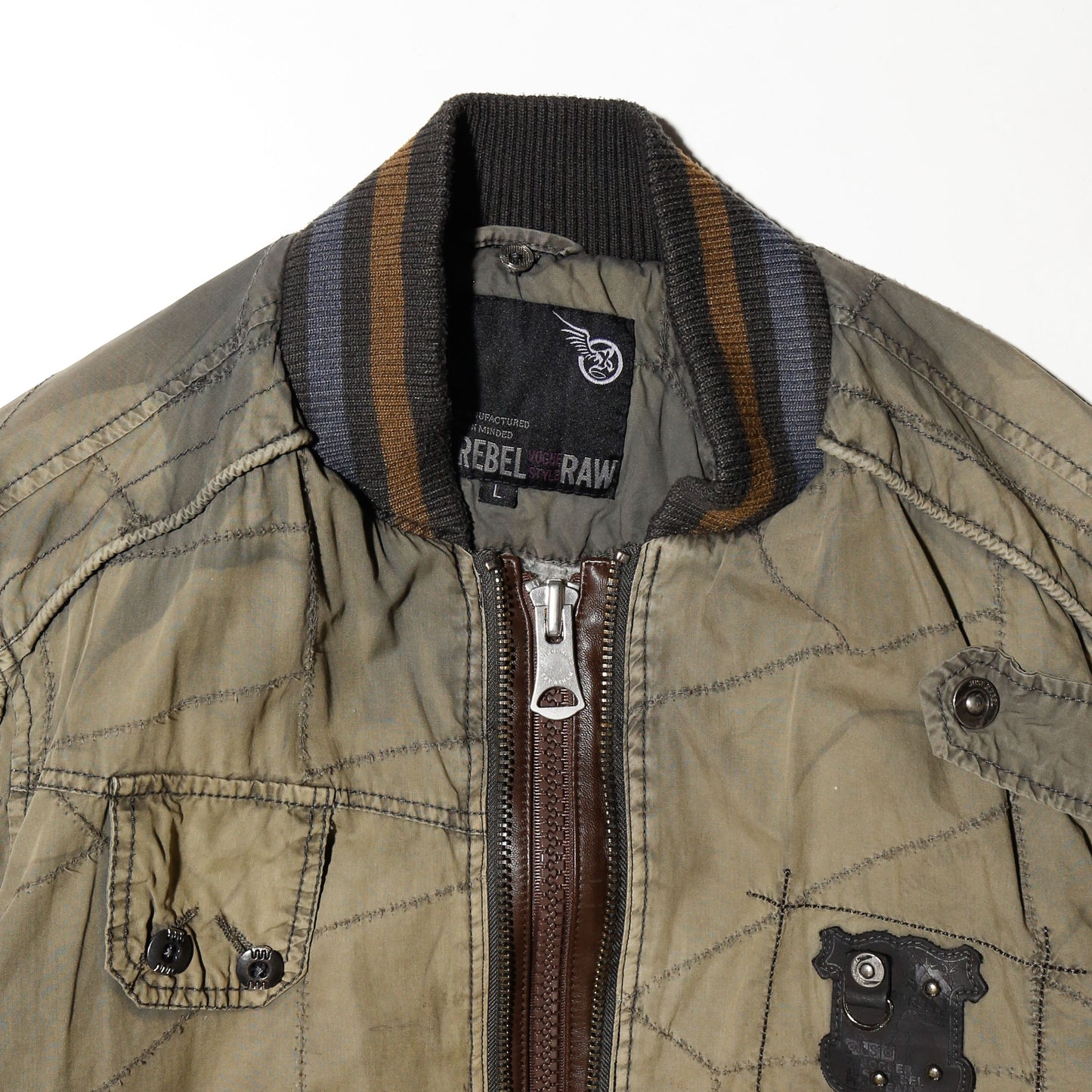 vintage repaired bomber jacket, with boa liner