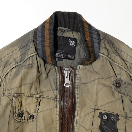 vintage repaired bomber jacket , with boa liner
