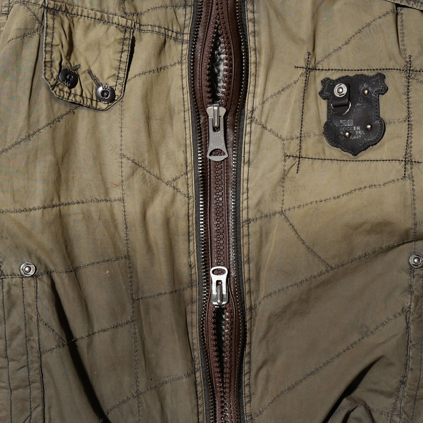 vintage repaired bomber jacket, with boa liner