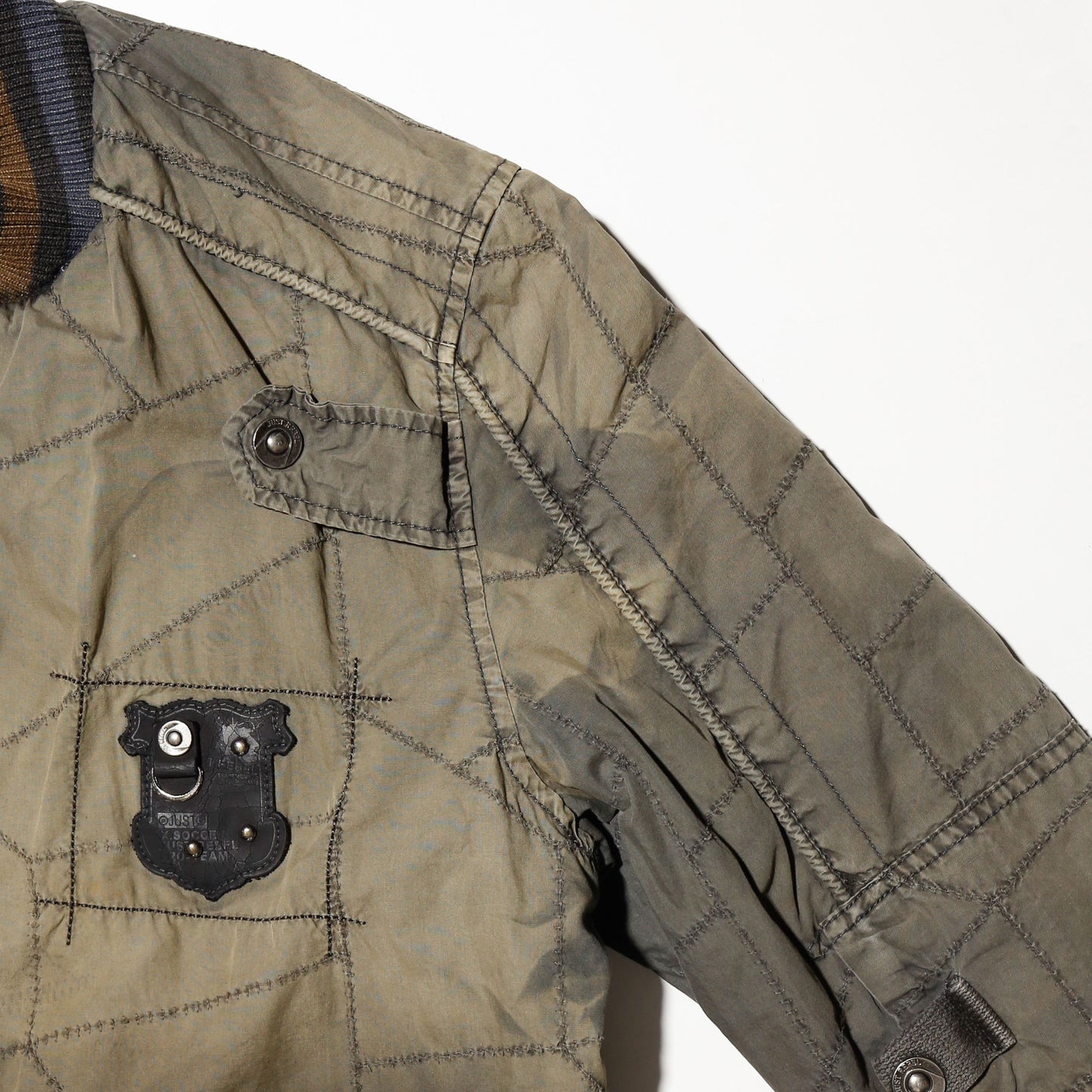 vintage repaired bomber jacket, with boa liner