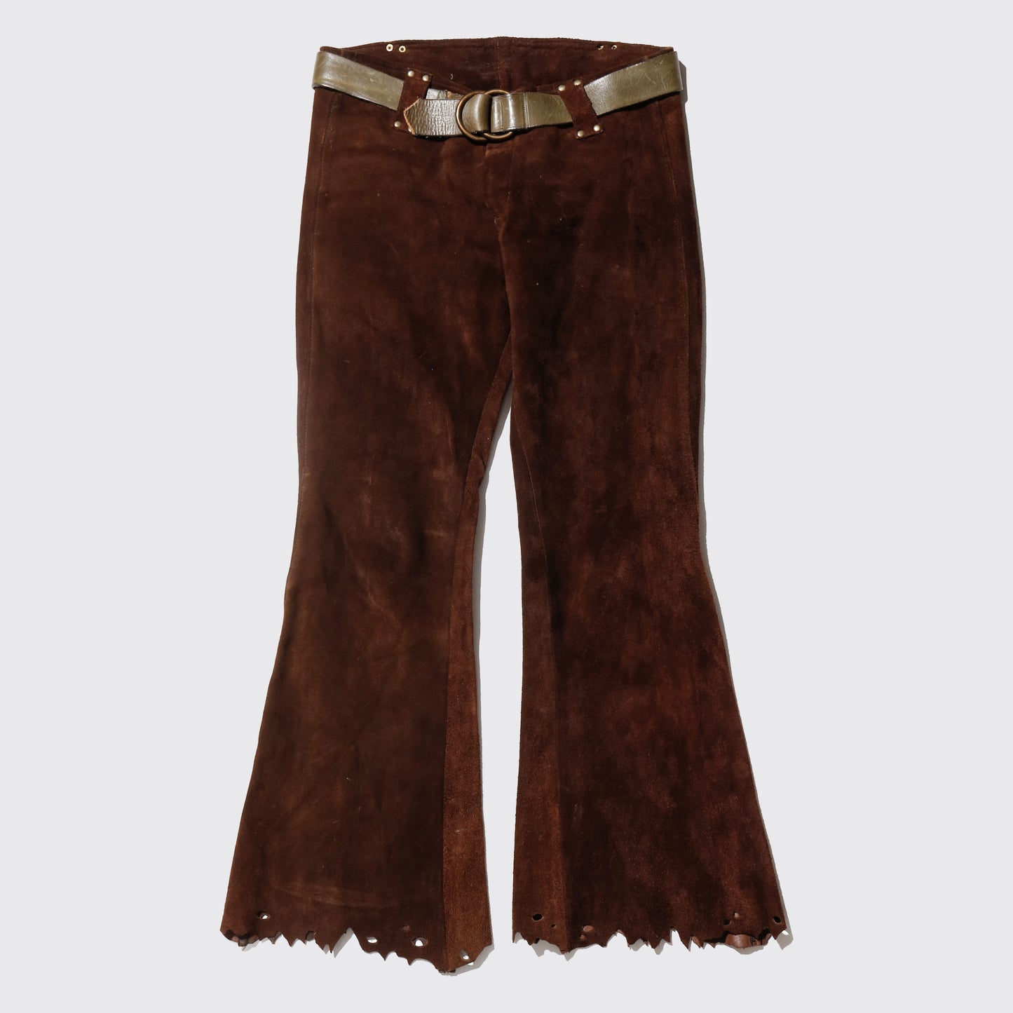 vintage 70's suede leather trousers , with ring belt