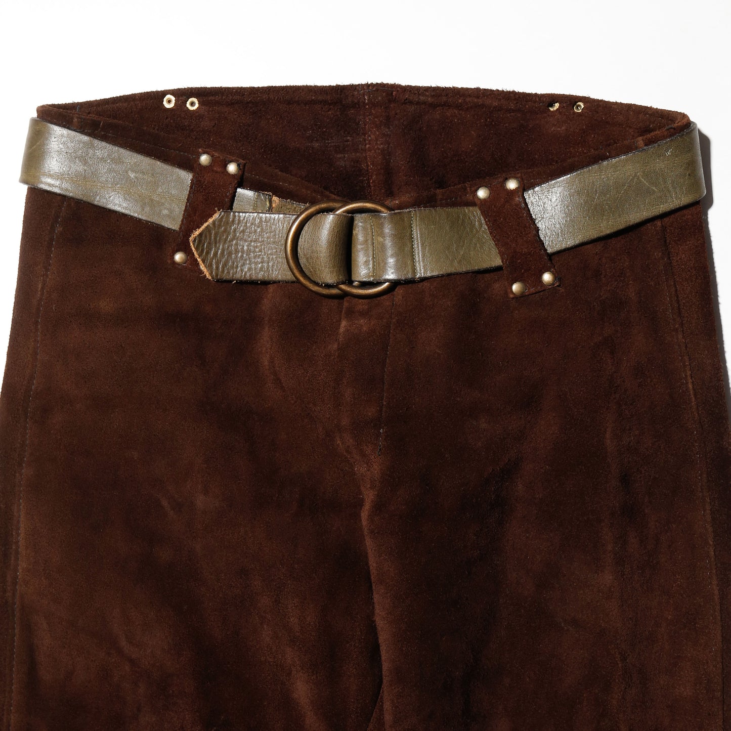 vintage 70's suede leather trousers , with ring belt