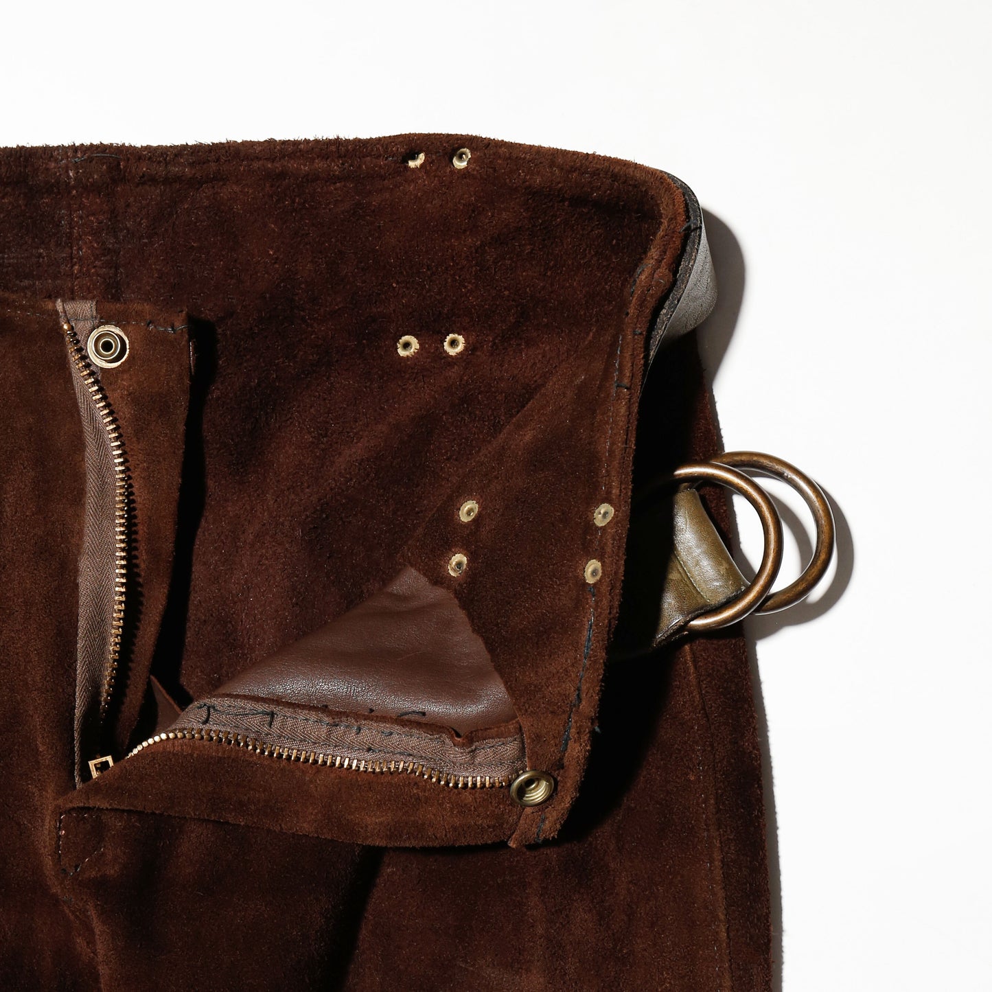 vintage 70's suede leather trousers , with ring belt