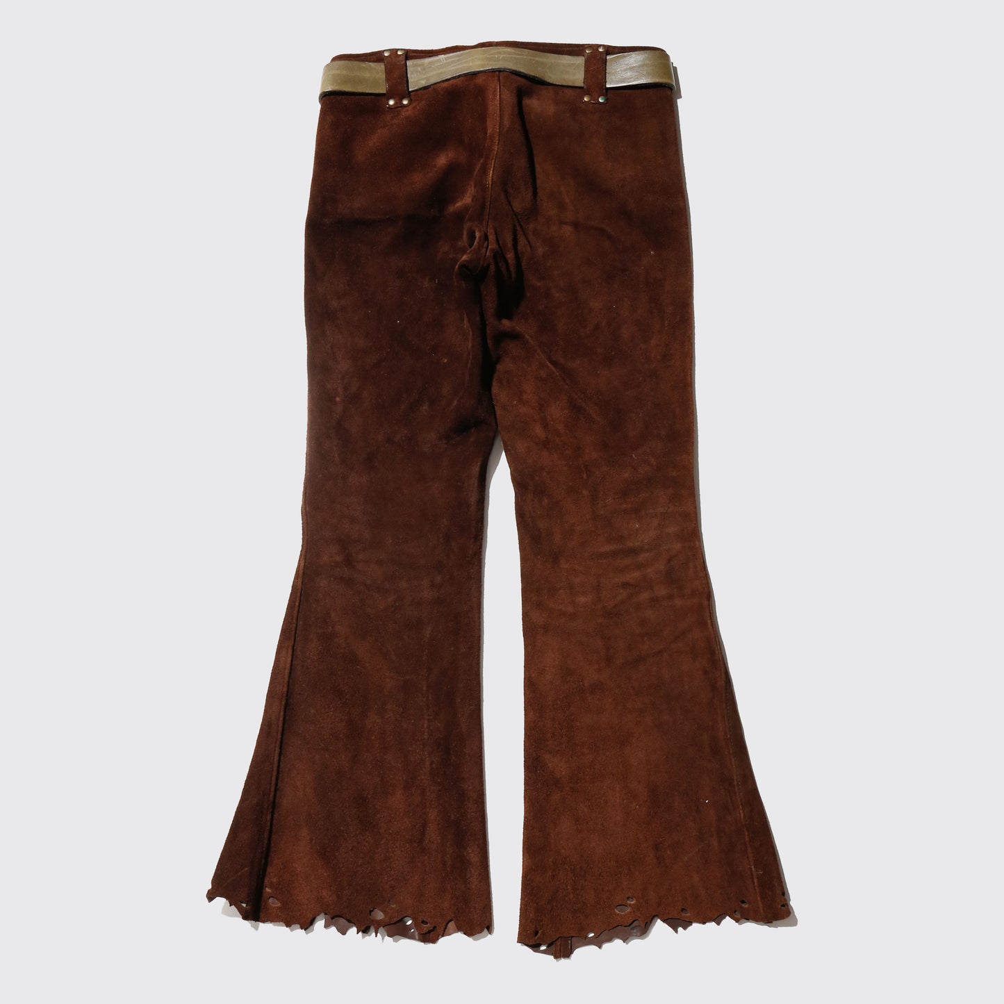 vintage 70's suede leather trousers , with ring belt