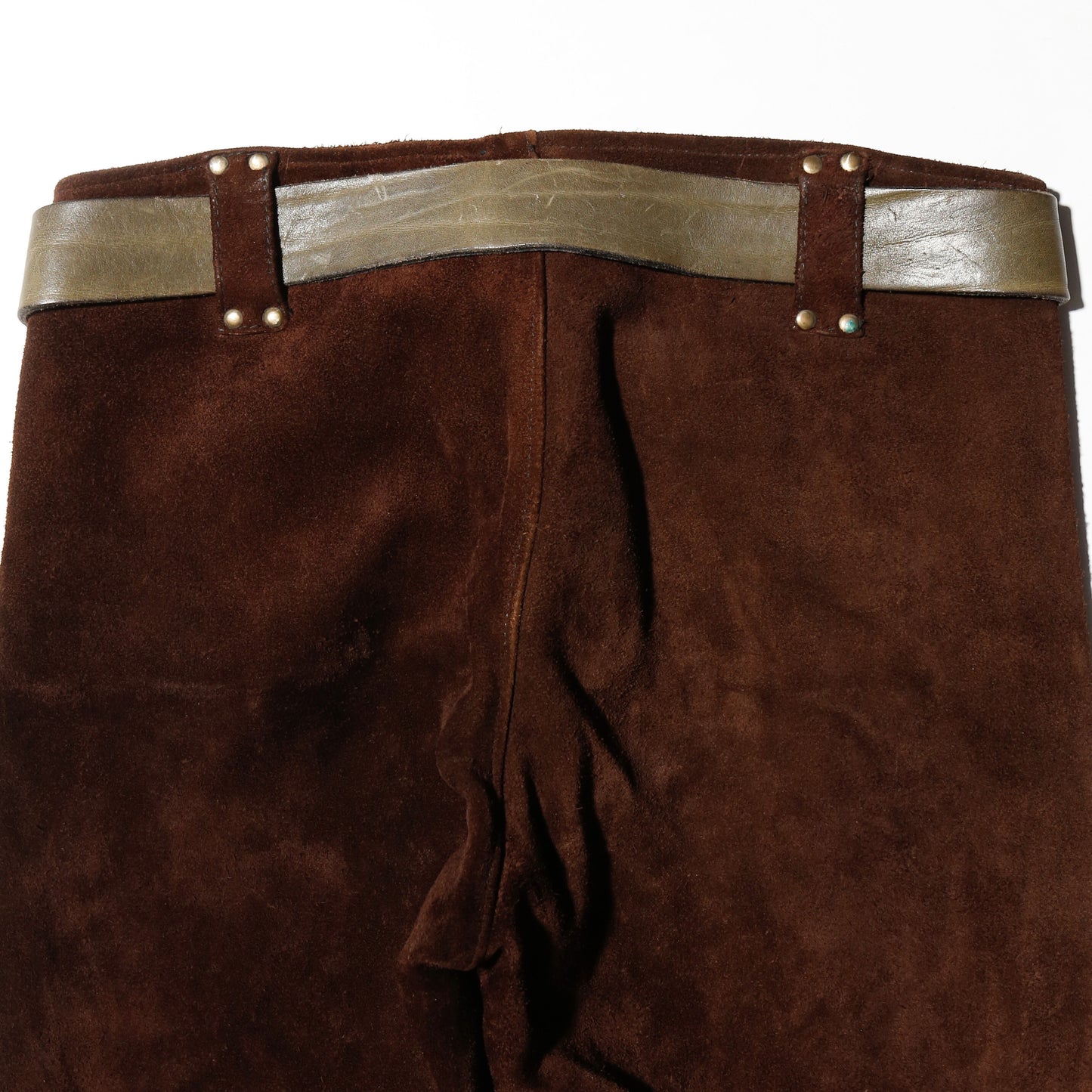 vintage 70's suede leather trousers , with ring belt