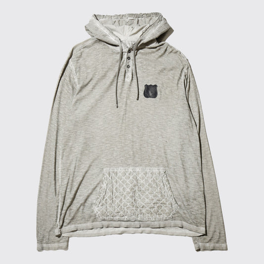 vintage emblem hooded cut sew