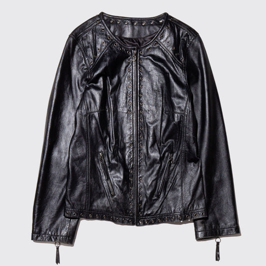 vintage eyelet leather jacket