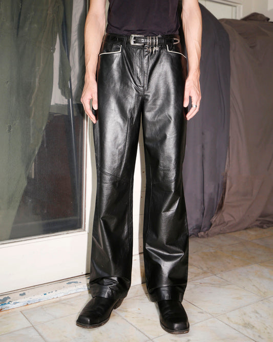 vintage piping leather trousers