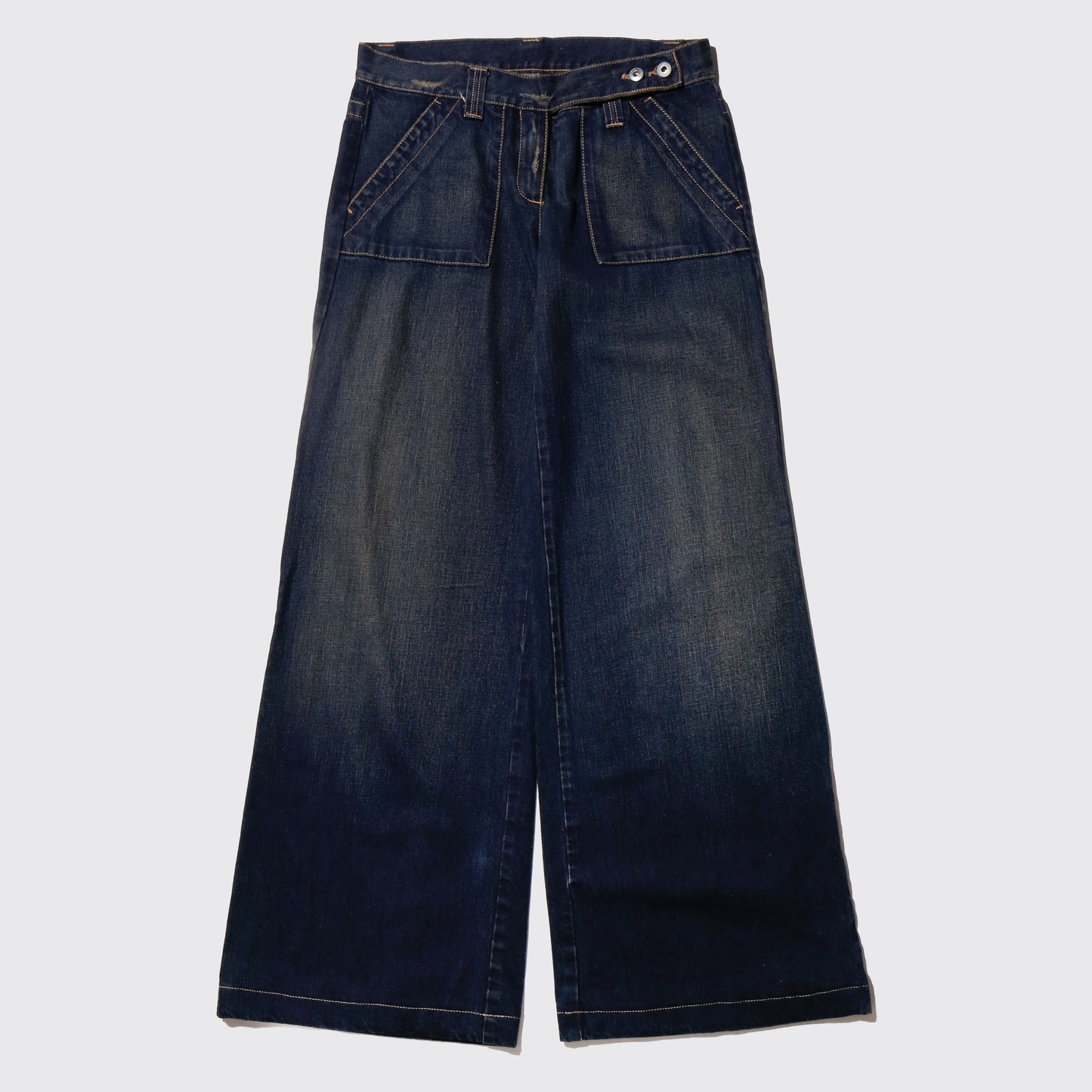 vintage low rise faded wide jeans