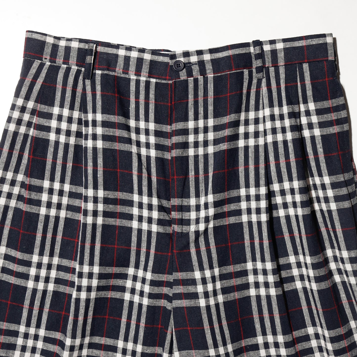 vintage nova check wide linen shorts