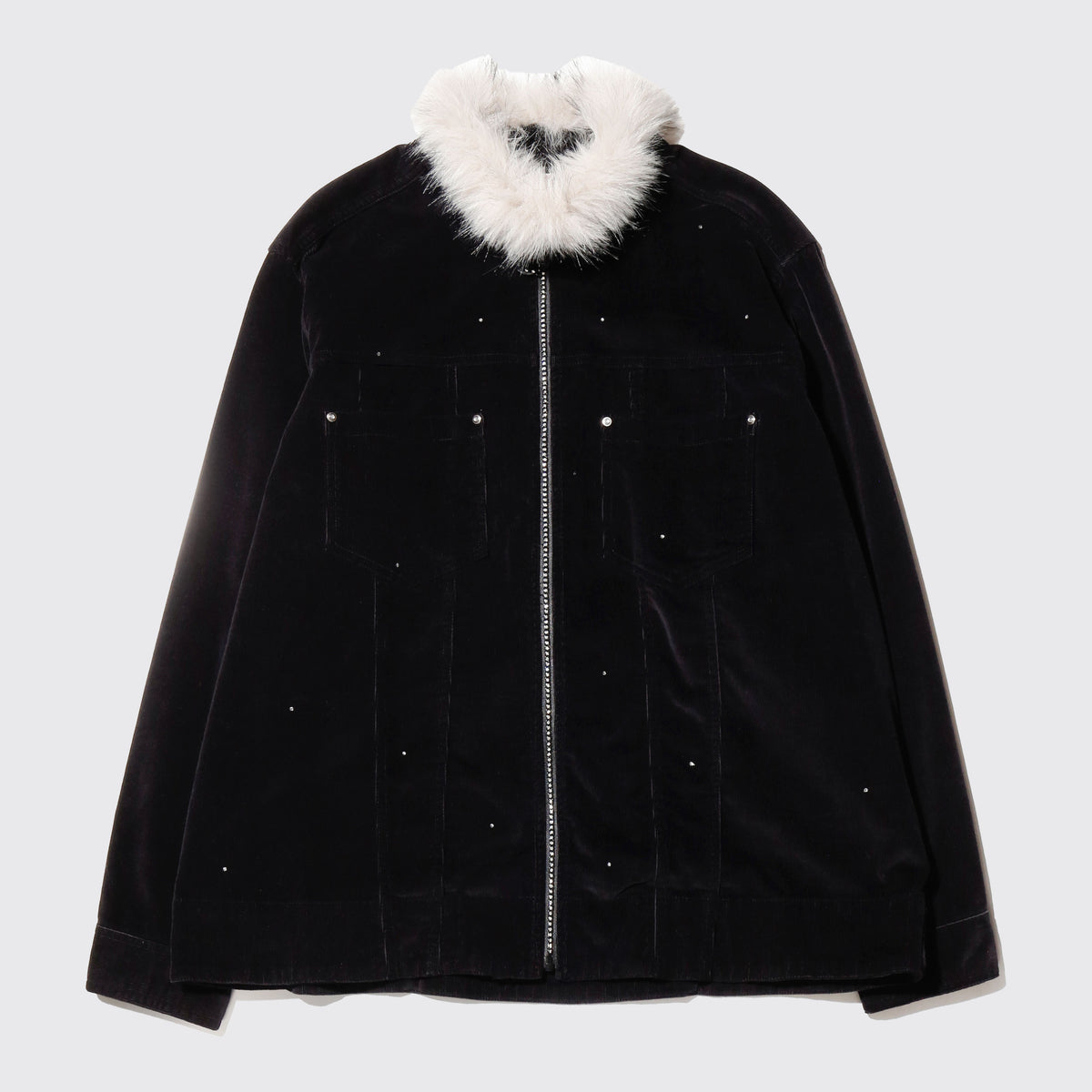 vintage fur collar velvet corduroy trucker jacket