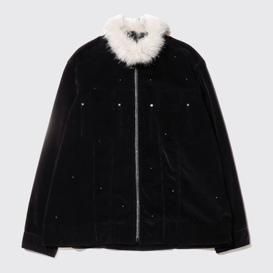 vintage fur collar velvet corduroy trucker jacket