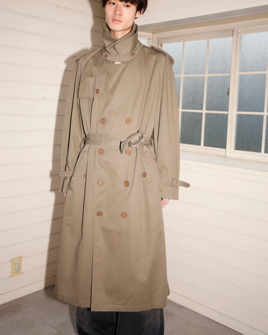 vintage detachable collar long trench coat