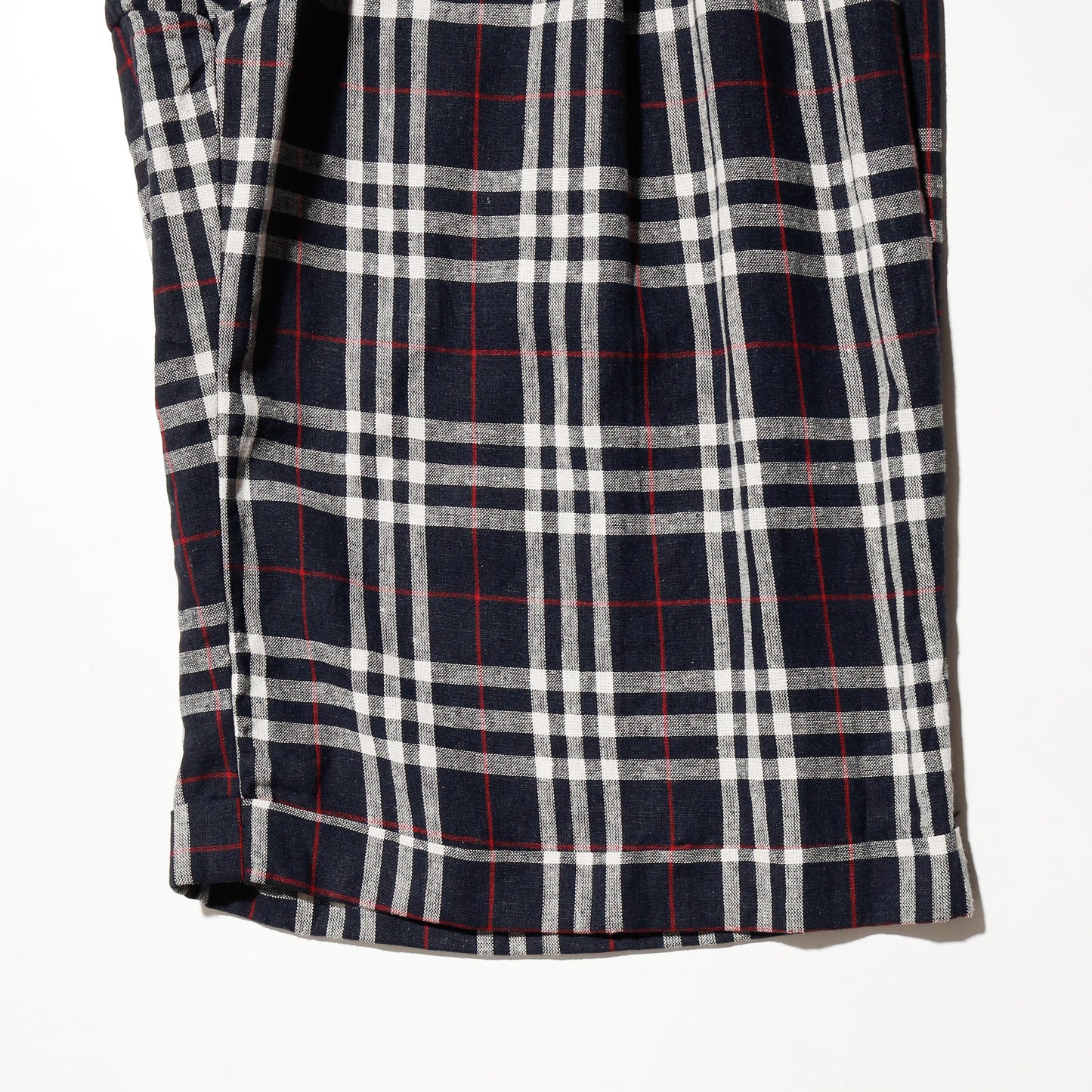 vintage nova check wide linen shorts