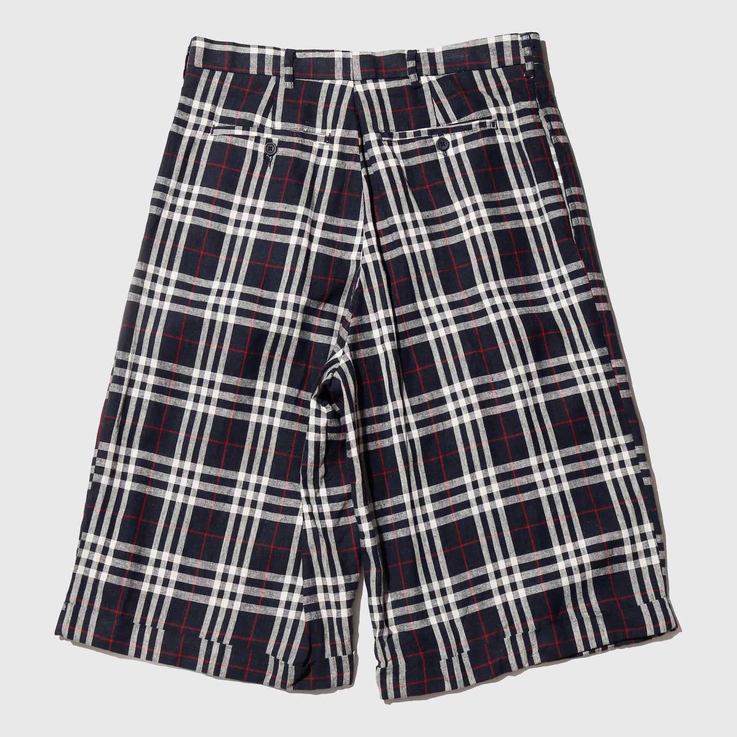 vintage nova check wide linen shorts
