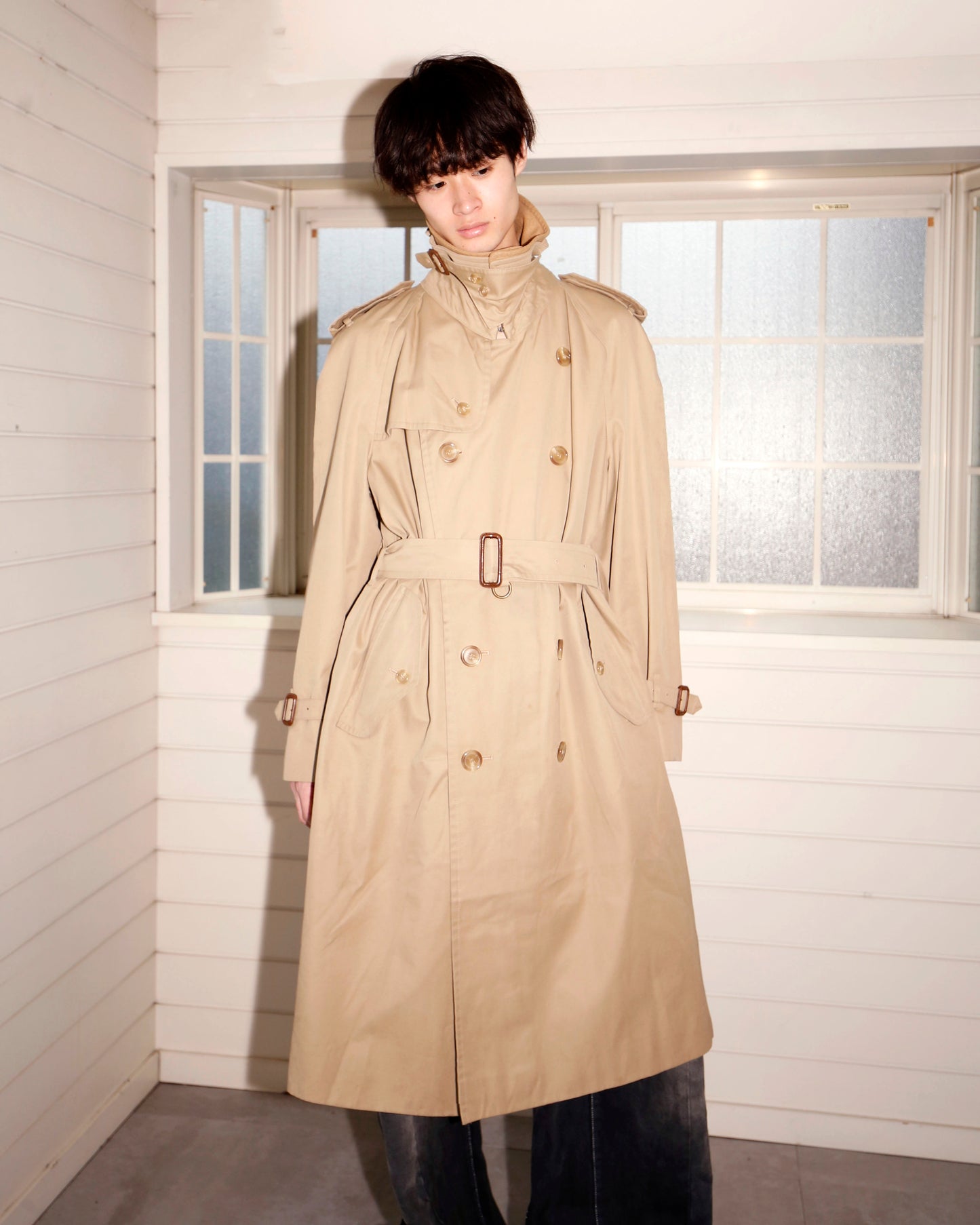 vintage chaps ralph lauren trench coat , detachable collar/liner