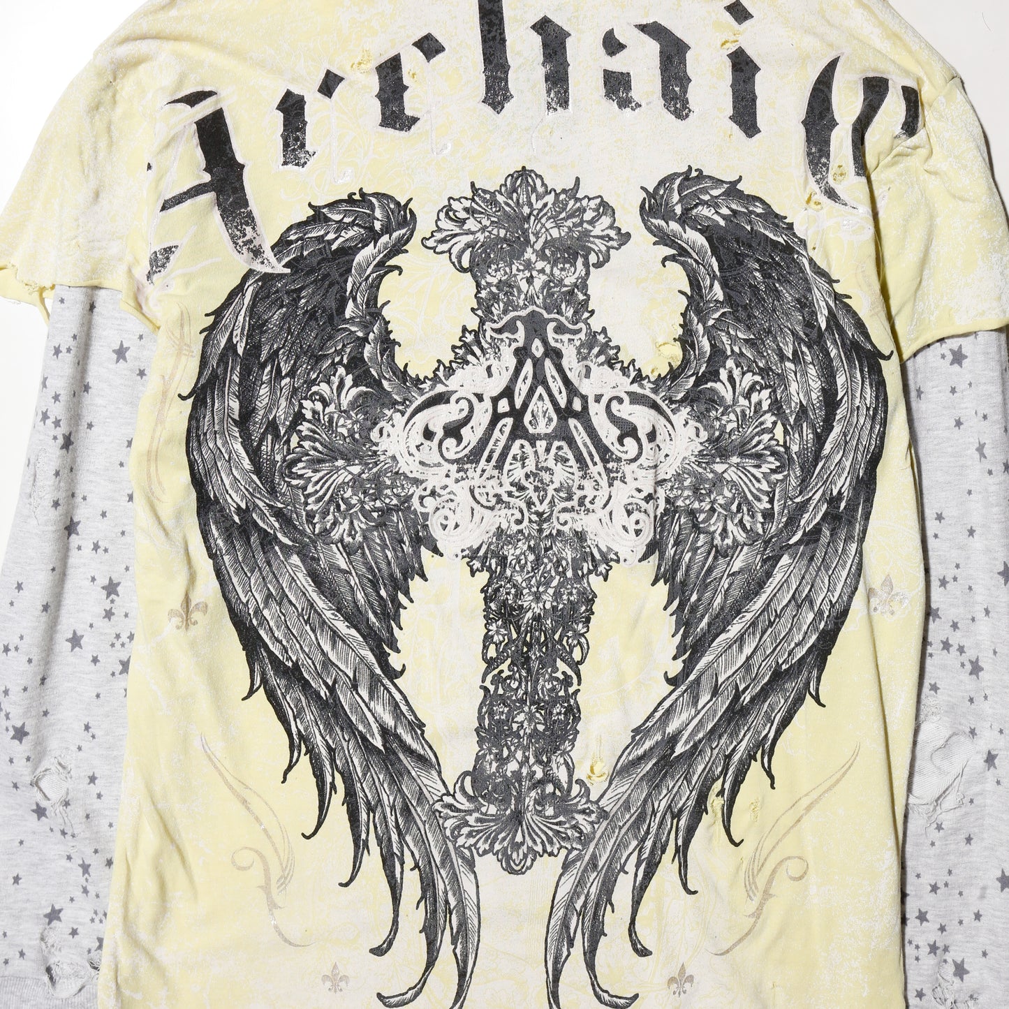 *one-off layered sleeve cross broken l/s