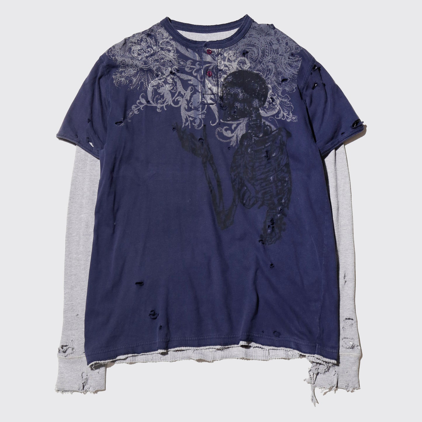 *one-off layered sleeve skull broken l/s