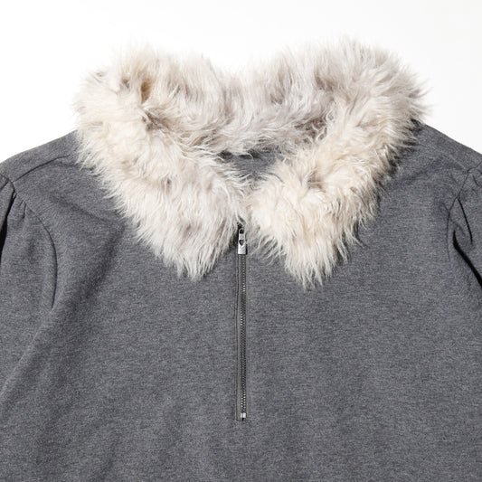 vintage fur collar polo l/s