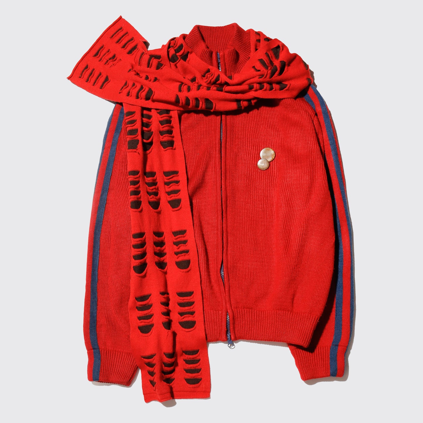 *one-off with muffler knit track jacket with kapper badge