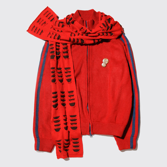 *one-off with muffler knit track jacket with kapper badge