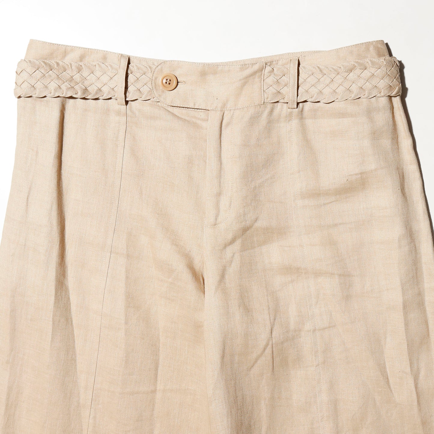 vintage braids waist linen bermuda shorts