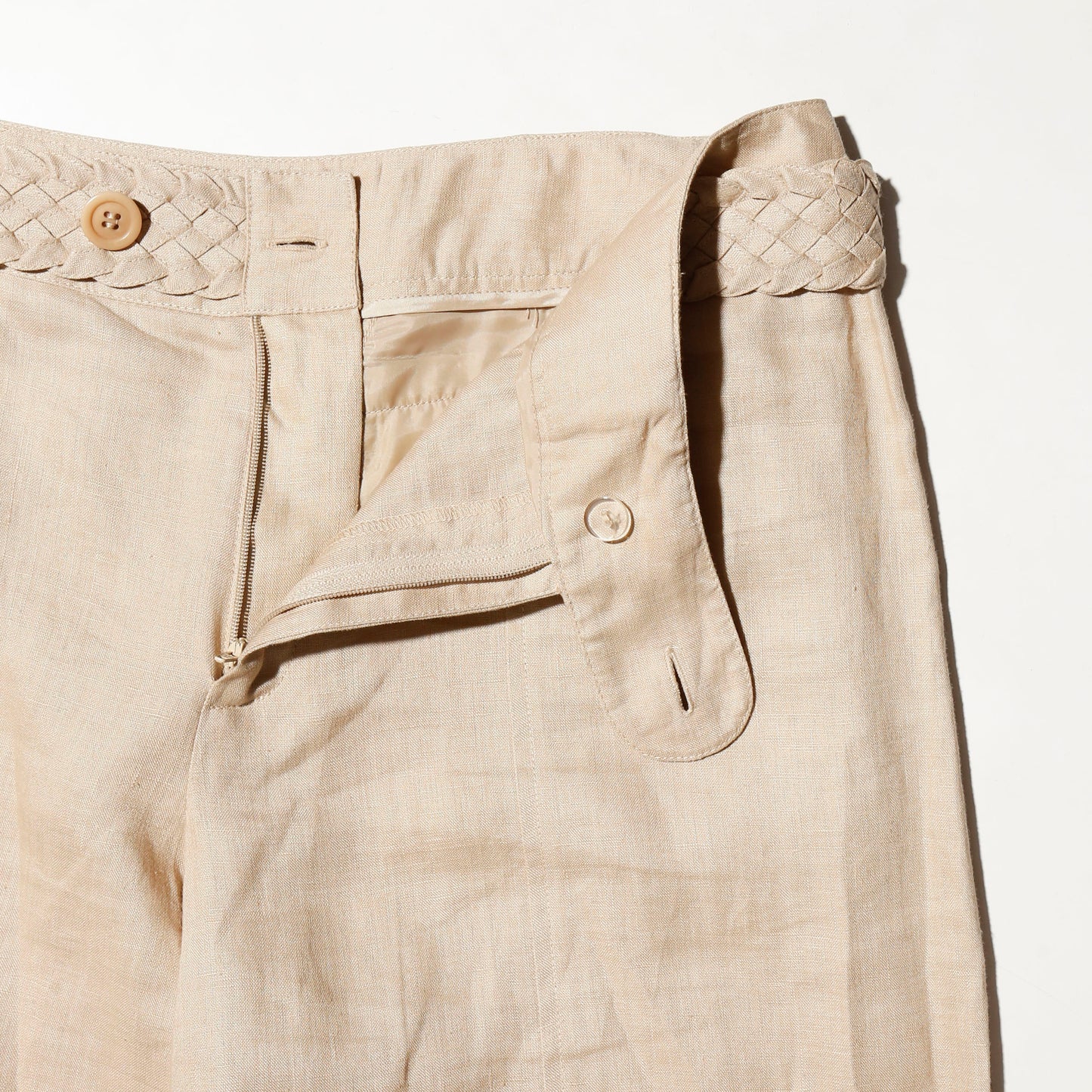 vintage braids waist linen bermuda shorts