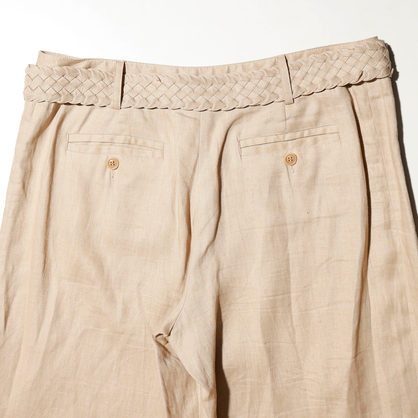 vintage braids waist linen bermuda shorts