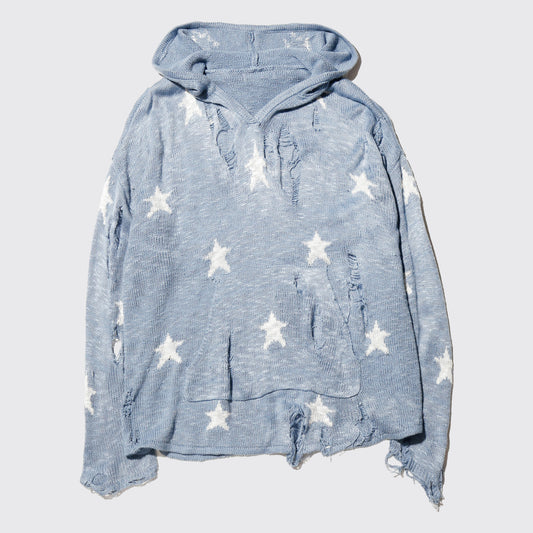 *one-off star broken knit hoodie