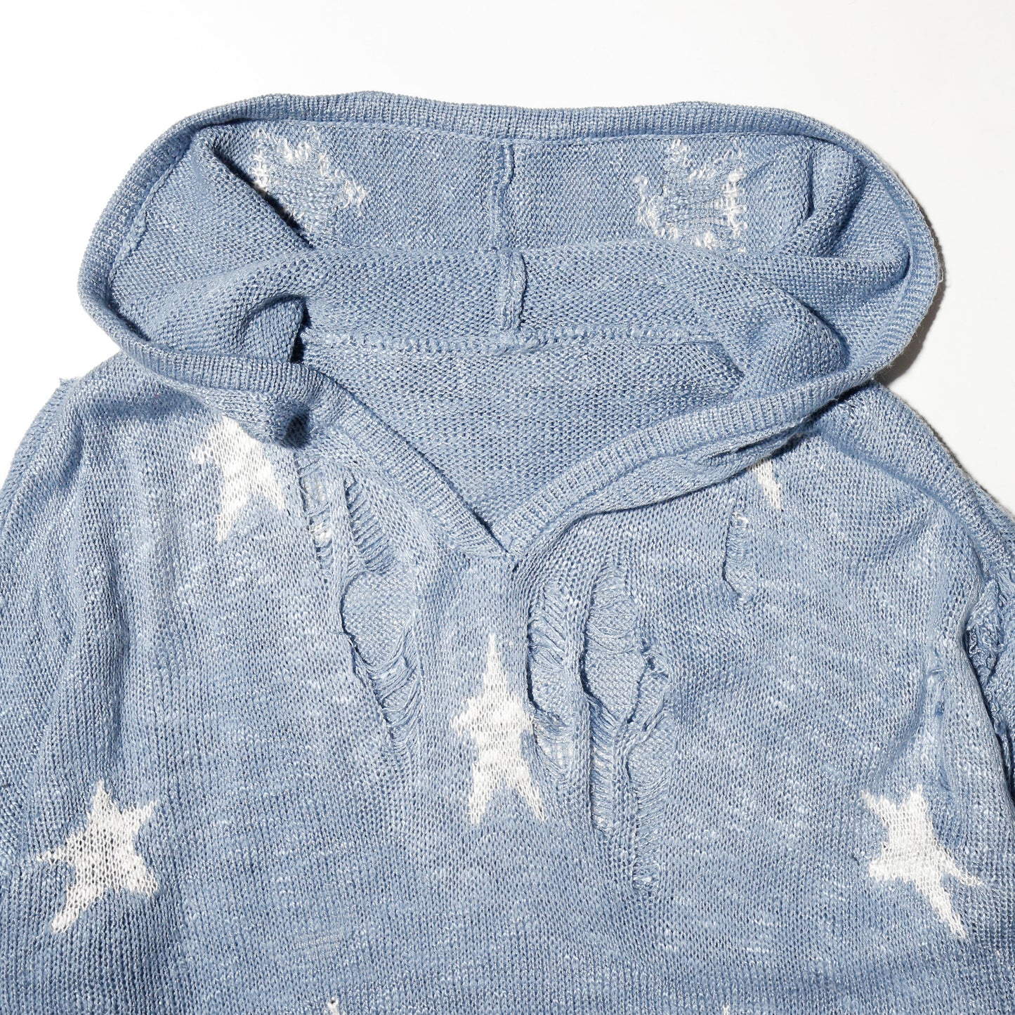 *one-off star broken knit hoodie