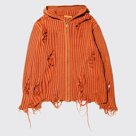 *one-off broken rib knit hoodie