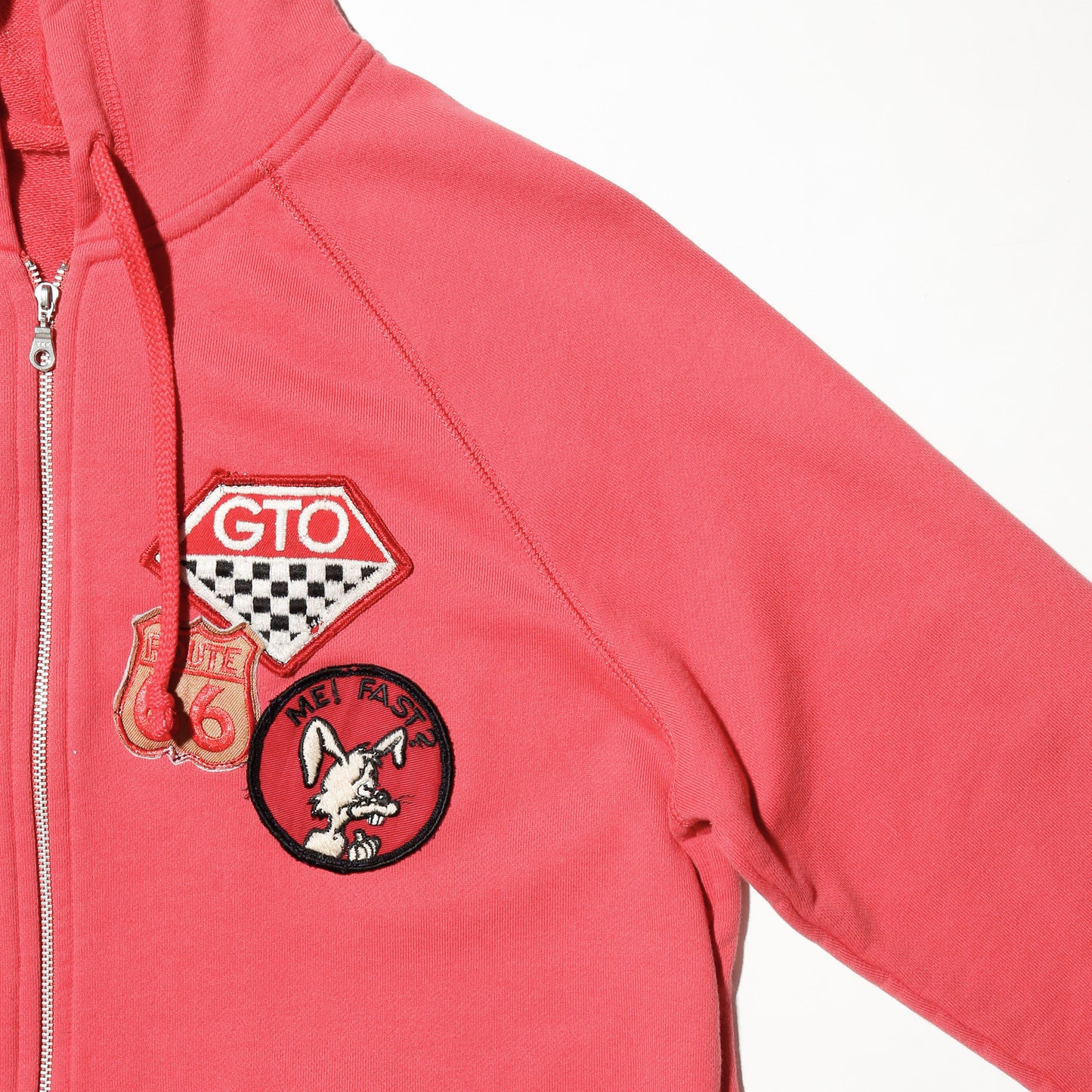 *one-off faded coral zip hoodie