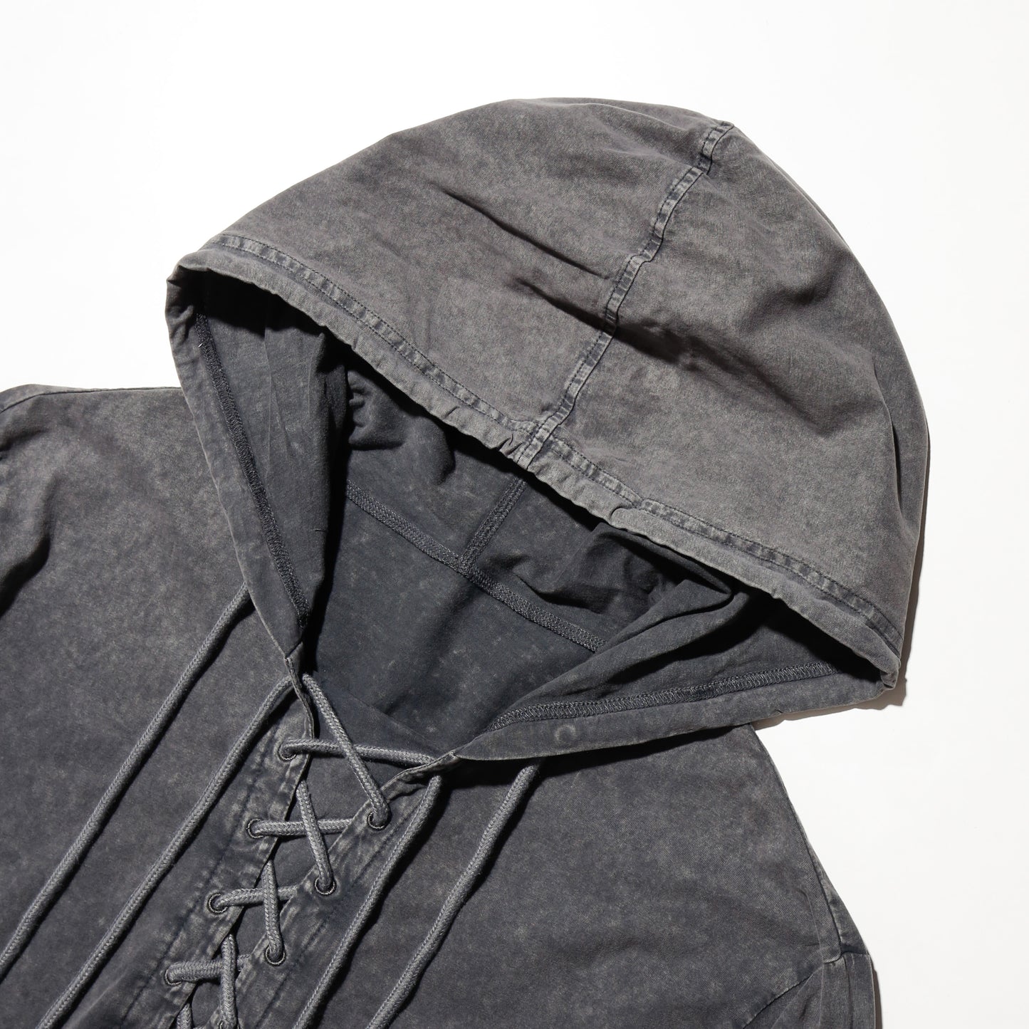 *one-off broken lace up hoodie