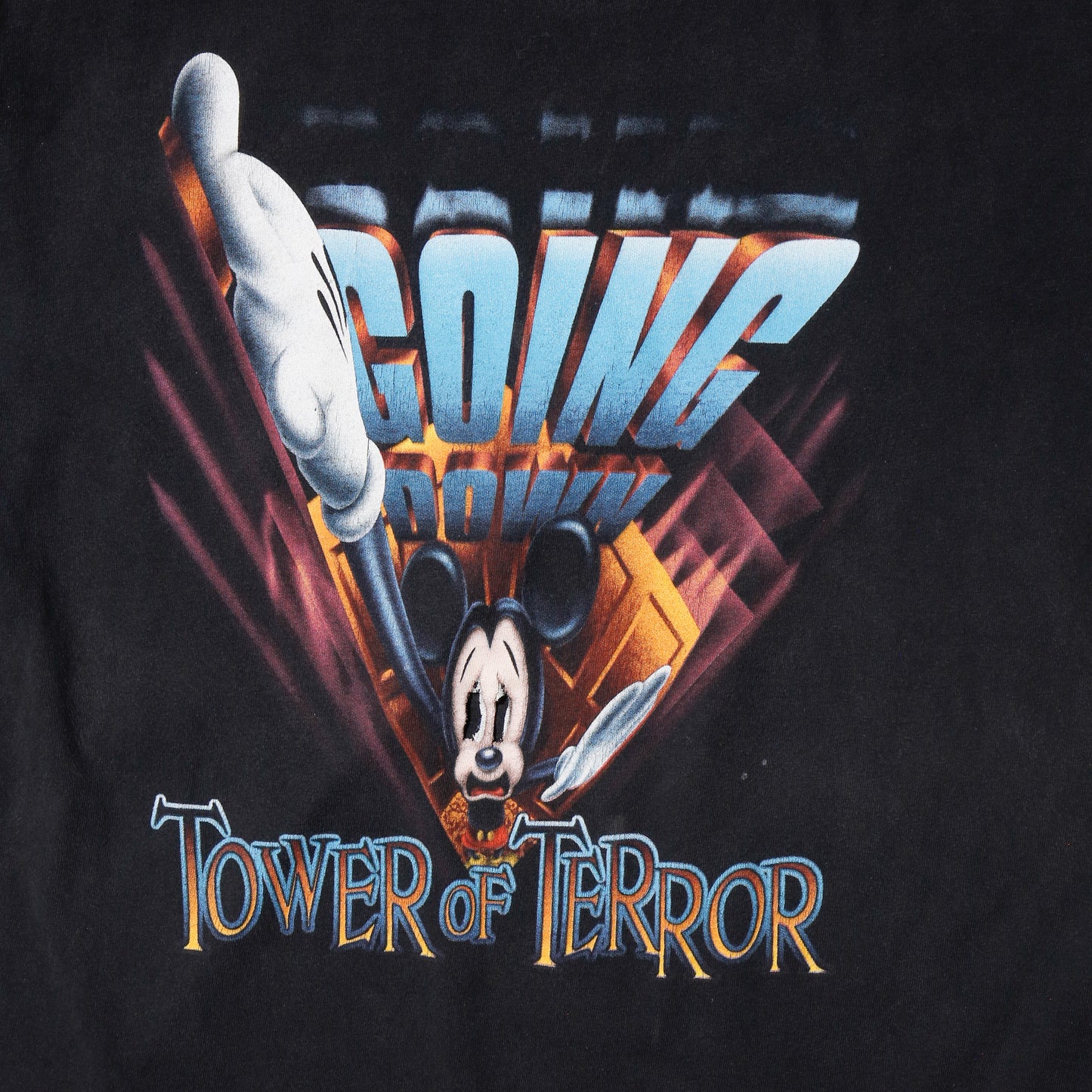 vintage 90's tower of terror going down broken t-shirt