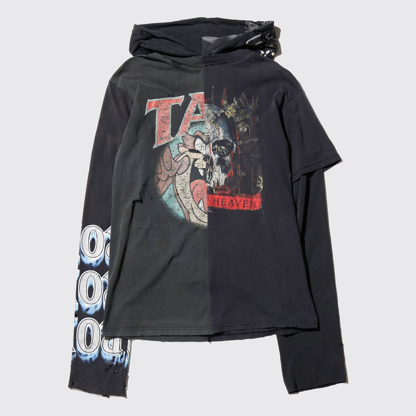 *one-off hybrid hooded cut sew
