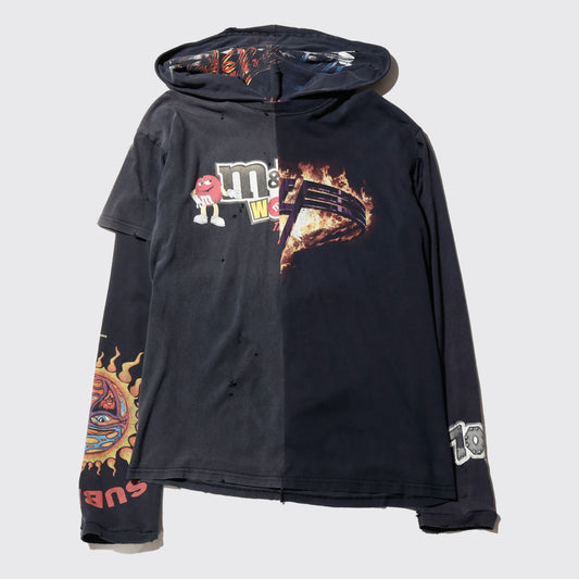 *one-off hybrid hooded cut sew