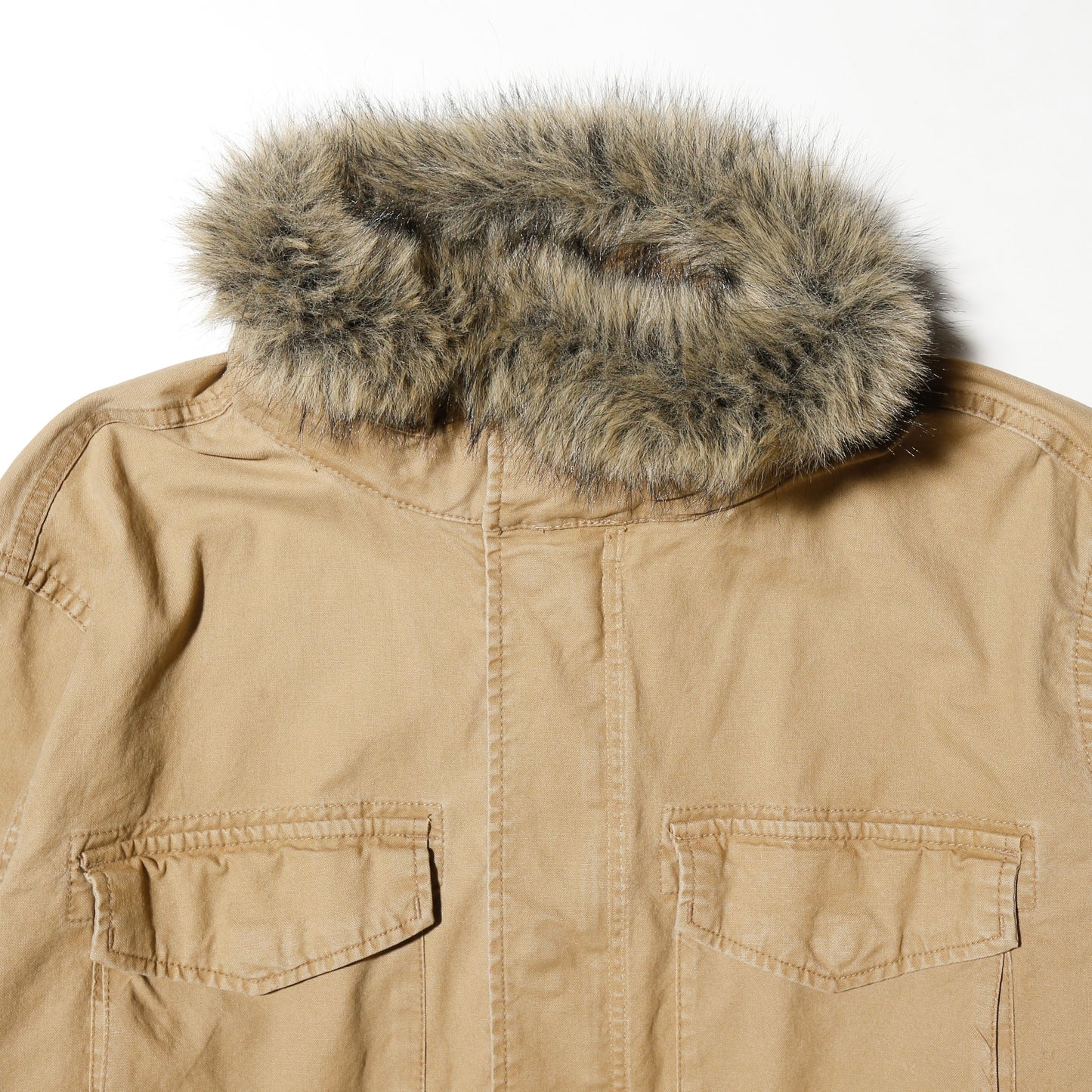 vintage fur collar cropped field jacket