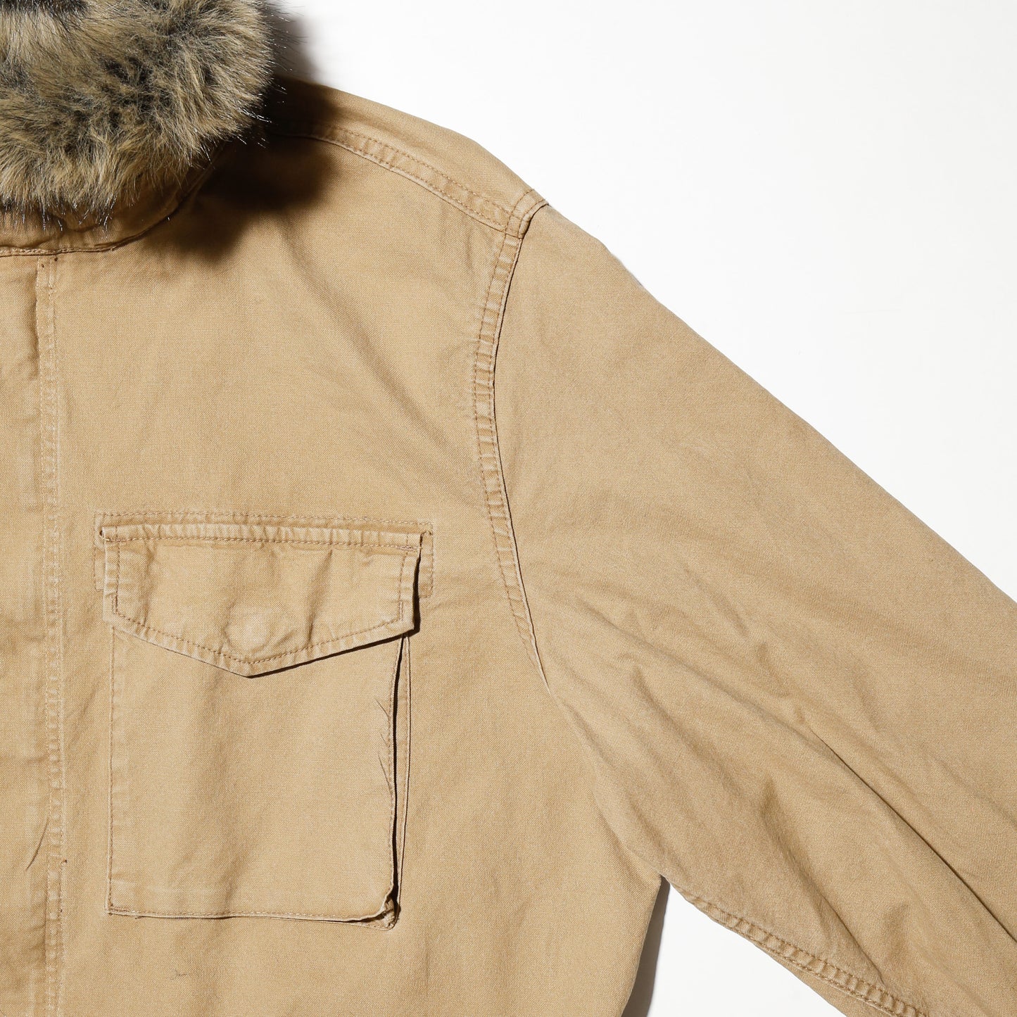 vintage fur collar cropped field jacket