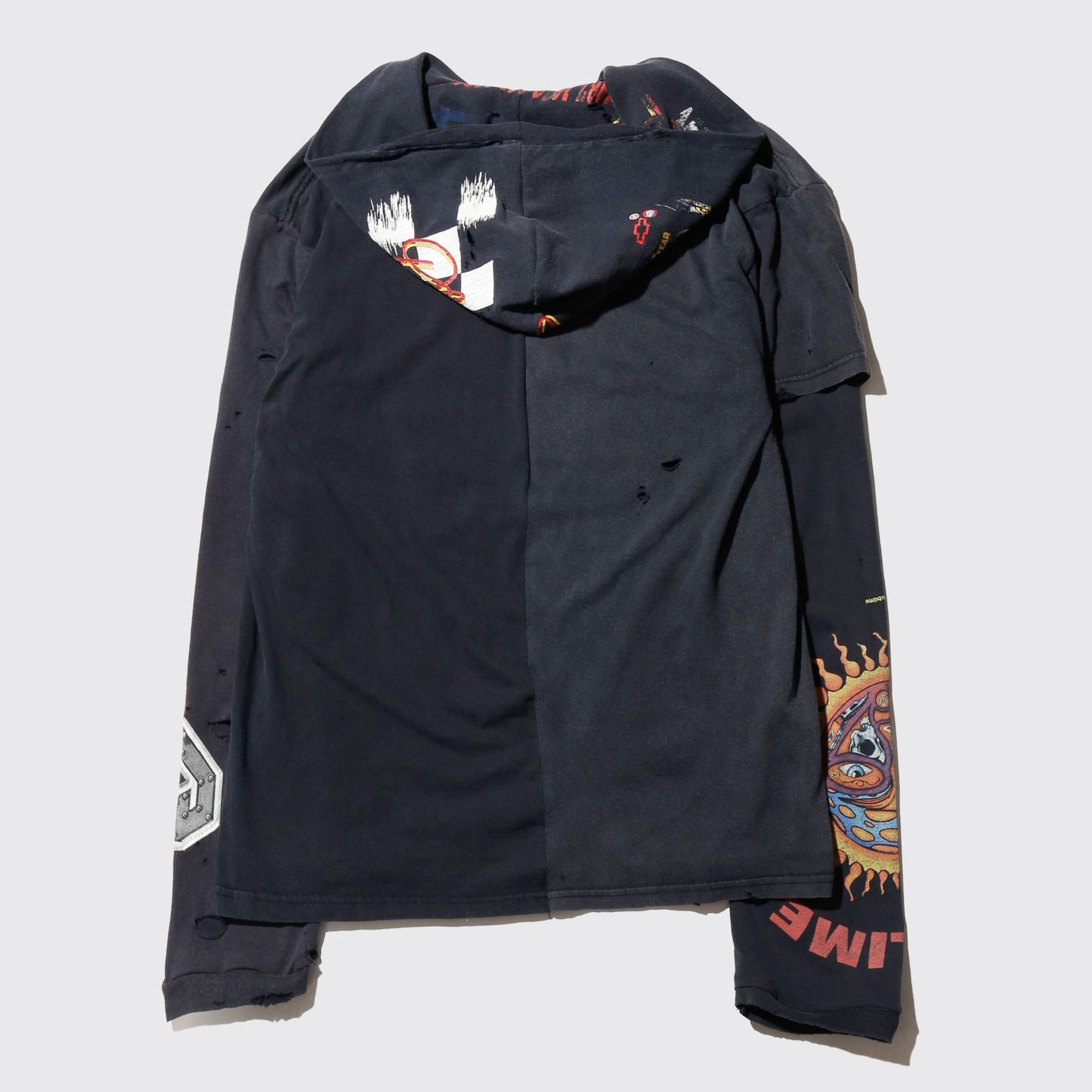 *one-off hybrid hooded cut sew