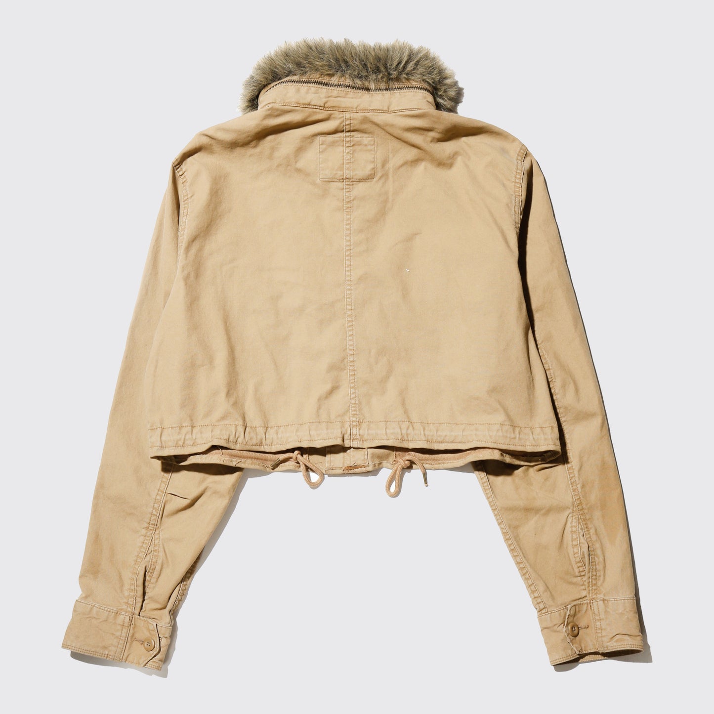 vintage fur collar cropped field jacket