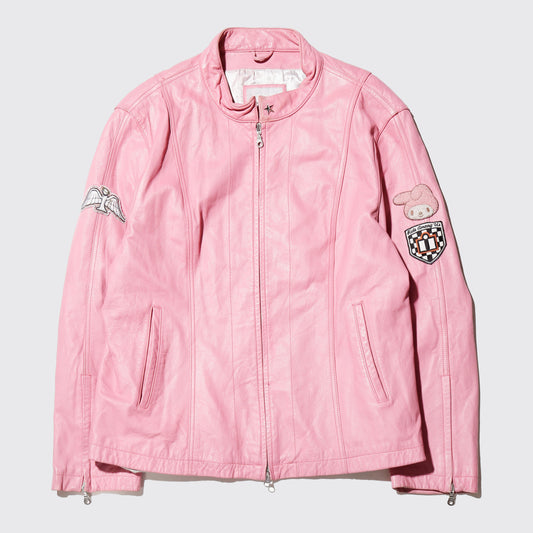 vintage mymelody emblem motorcycle leather jacket