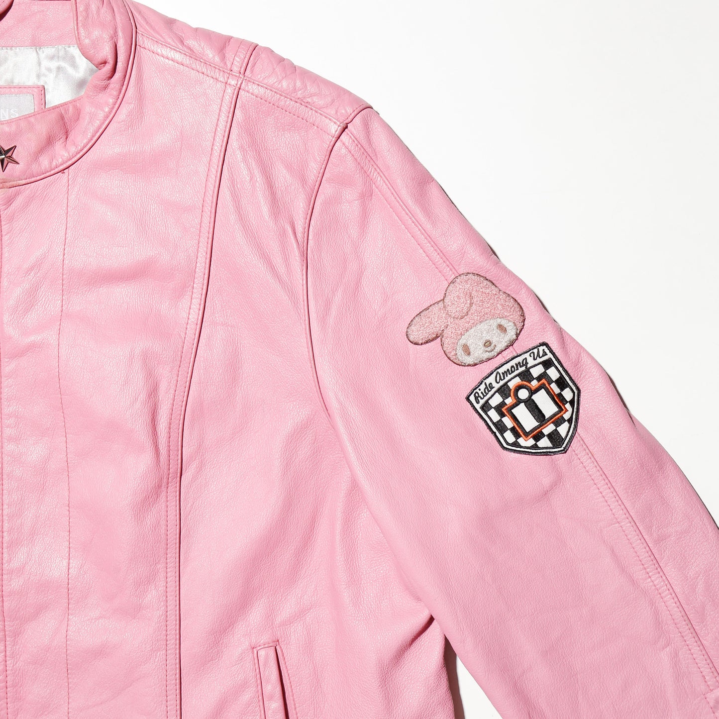 vintage mymelody emblem motorcycle leather jacket