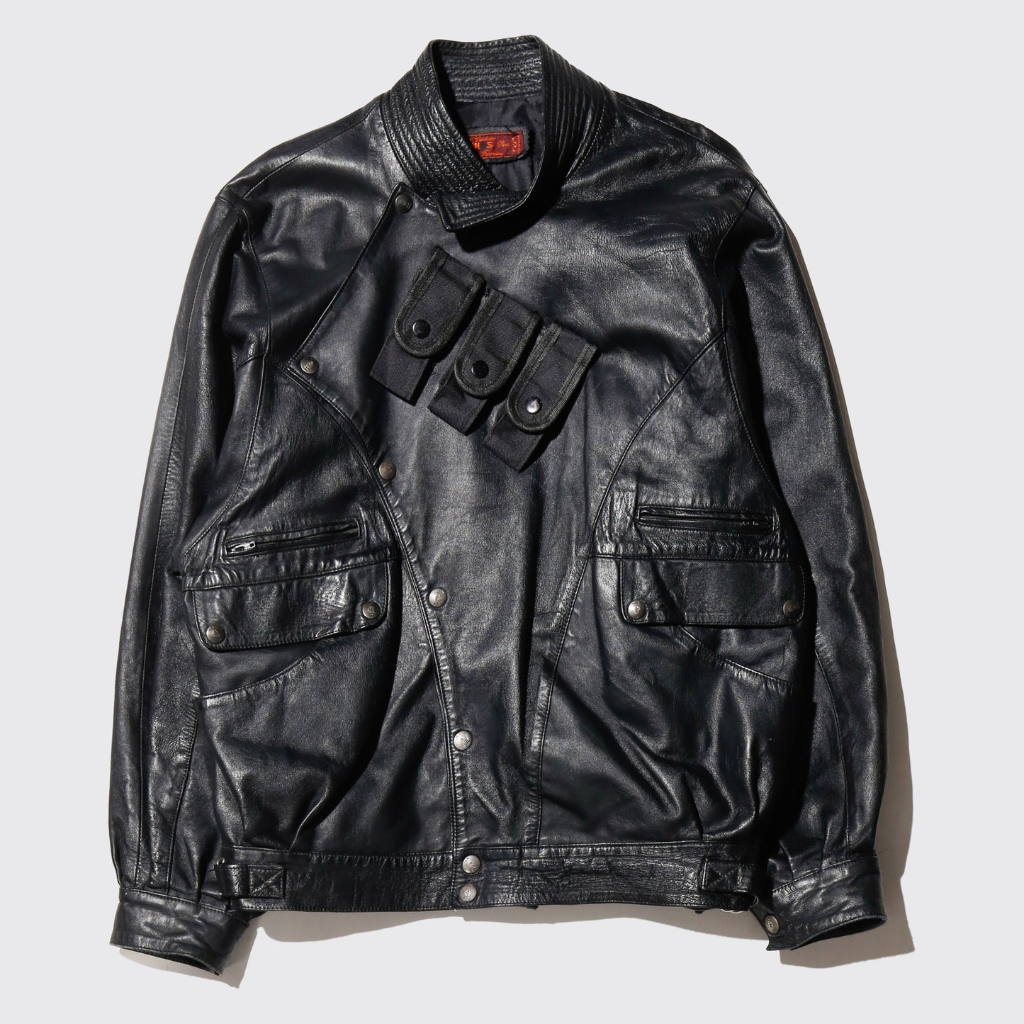 vintage euro tactical leather jacket