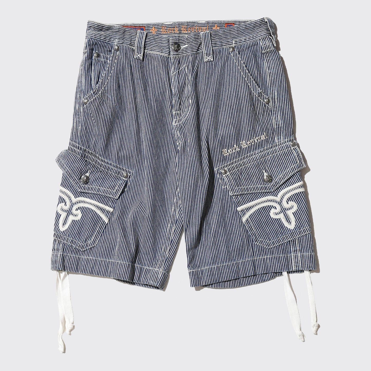 vintage hickory stripe cargo shorts