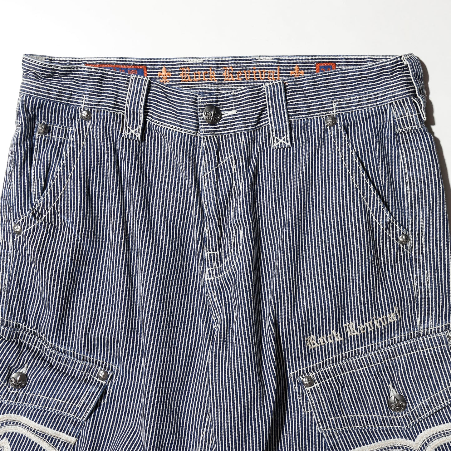 vintage hickory stripe cargo shorts