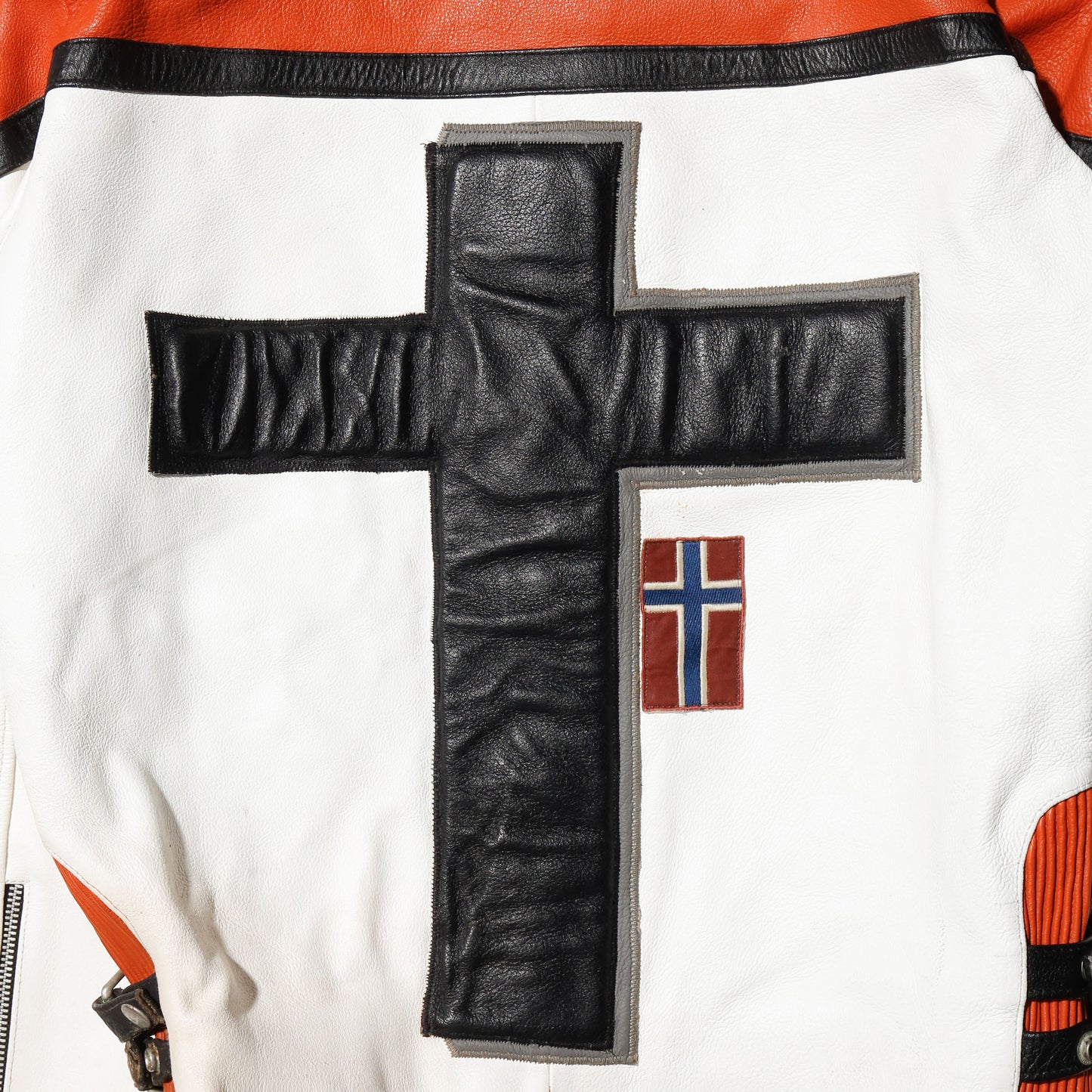 vintage big cross motorcycle leather jacket